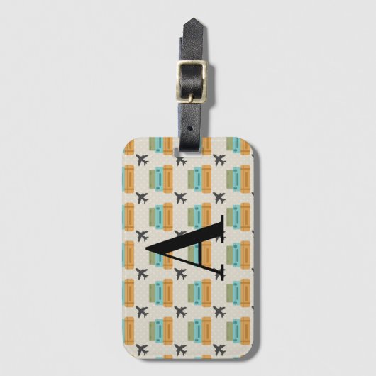 World Traveller Vliegtuig Aangepaste Monogram Naam Bagagelabel (Voorkant (verticaal))