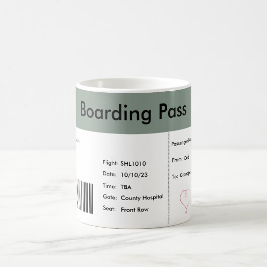 World Traveller Zwangerschapsaankondiging Ticket Koffiemok (Center)