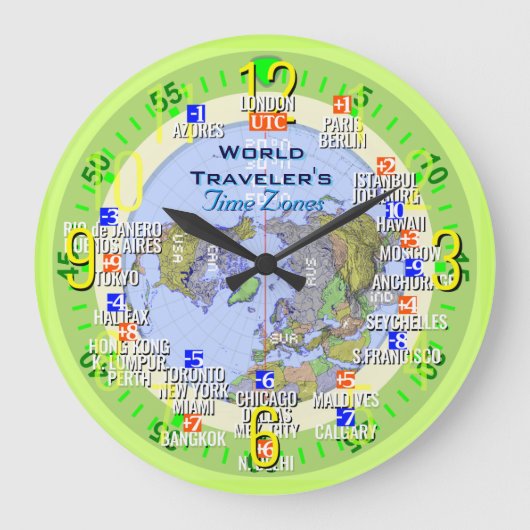 World Travellers Time Zone Business Grote Klok (Voorkant)