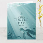 World Turtle Day Underwater Sea Turtle Art Kaart (Gele Bloem)