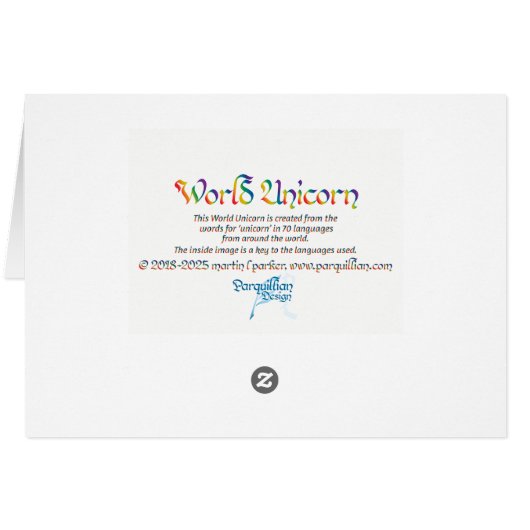 World Unicorn Kaart - Heldere regenboog (Achterkant Horizontaal)