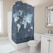 World Voyages Map Shower Curtain Douchegordijn (In situ)
