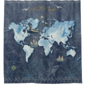 World Voyages Map Shower Curtain Douchegordijn (Voorkant)