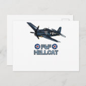 World War 2 F6F Hellcat Fighter Airplane T-Shirt Briefkaart (Voorkant / Achterkant)