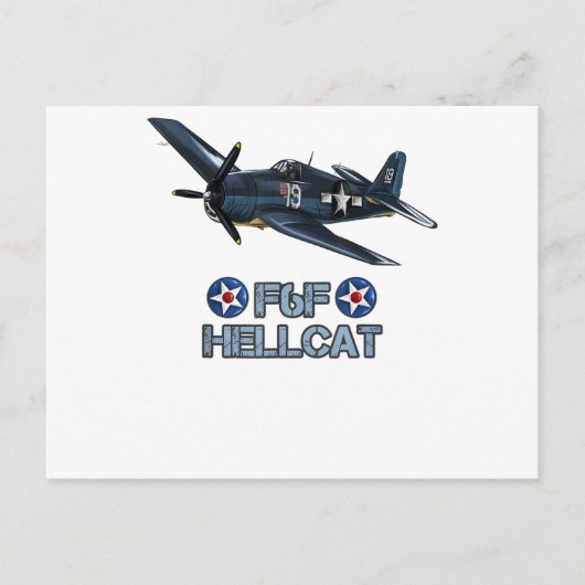 World War 2 F6F Hellcat Fighter Airplane T-Shirt Briefkaart (Voorkant)