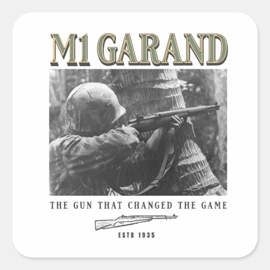 World War 2 Weapon M1 Garand Rifle Vierkante Sticker (Voorkant)