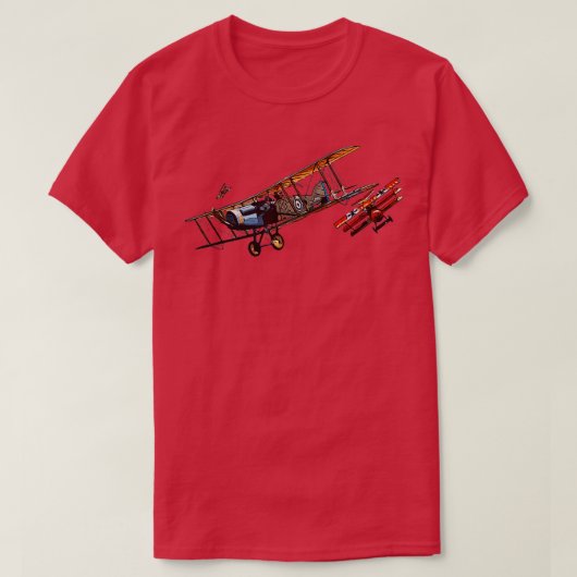 World War I Aerial Combat British German Biplane T-shirt (Design voorkant)