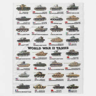 WORLD WAR II TANKS FLEECE DEKEN