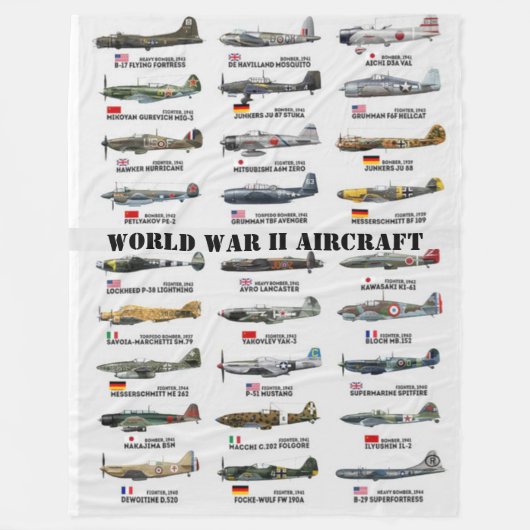 WORLD WAR II-VLIEGTUIG FLEECE DEKEN (Voorkant)