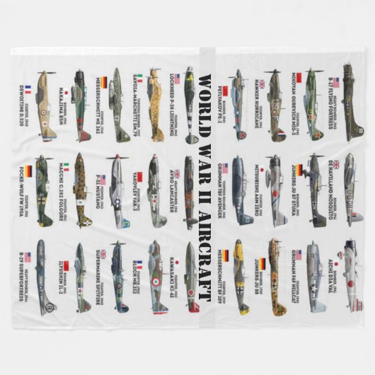 WORLD WAR II-VLIEGTUIG FLEECE DEKEN (Voorkant (Horizontaal))