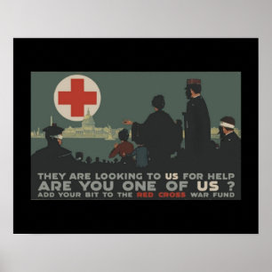 World War One Red Cross Patriotic Military Poster