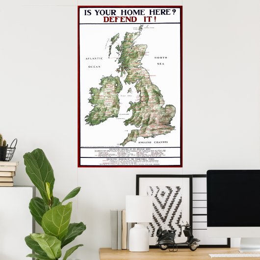 WORLD WAR ONE WAR MAP VAN HET VERENIGD KONINKRIJK  POSTER (Thuiskantoor)