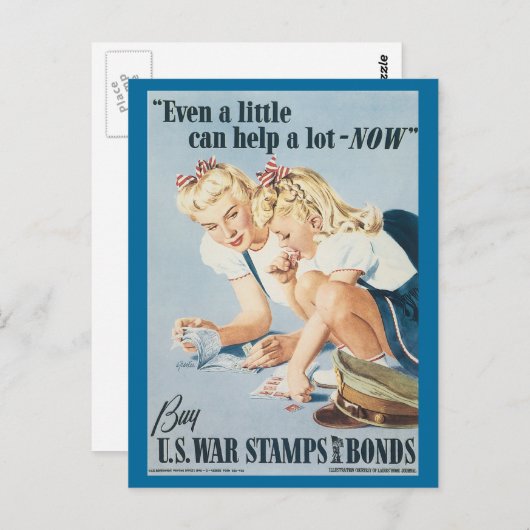 World War Postcards, War Bonds Poster, Pin up Briefkaart (Voorkant / Achterkant)
