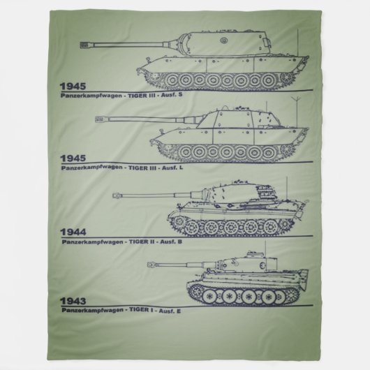 WORLD WARR II GERMAN TANKS FLEECE DEKEN (Voorkant)