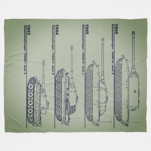 WORLD WARR II GERMAN TANKS FLEECE DEKEN (Voorkant (Horizontaal))