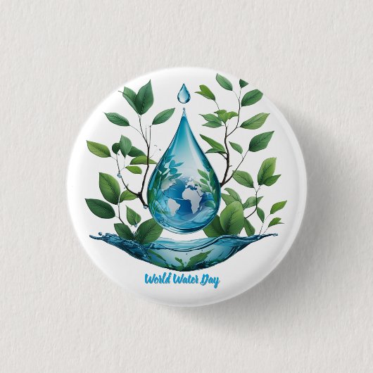 World Water Day Ronde Button 3,2 Cm (Voorkant)