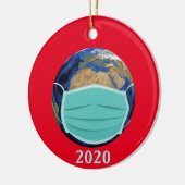 World Wereldbol Face mask 2020 Covid Chritsmas Keramisch Ornament (Links)