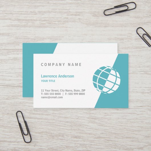 World Wereldbol Logo Professional Visitekaartjes (Voorkant / Achterkant in situ)