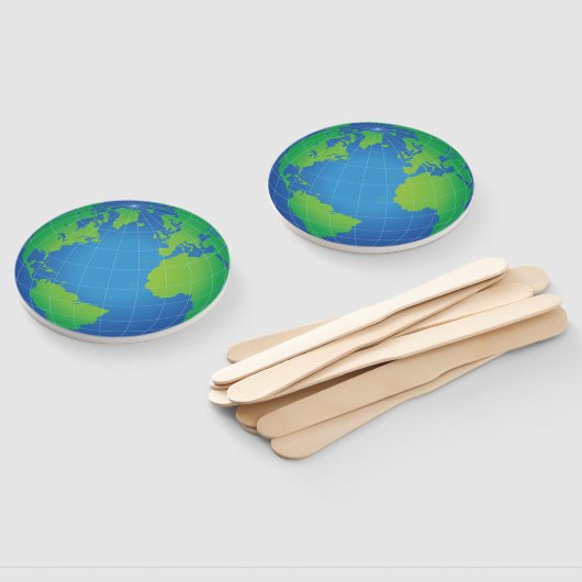 World Wereldbol Map Handwaaier (Niet-gemonteerd)