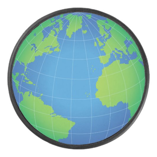 World Wereldbol Map Hockey Puck (Voorkant)