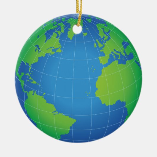 World Wereldbol Map Keramisch Ornament (Voorkant)