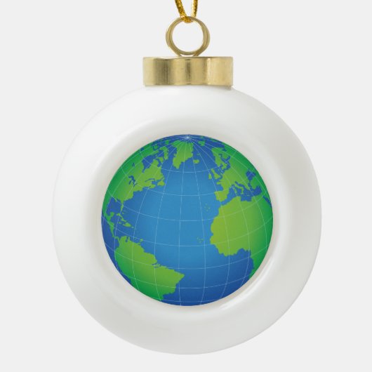 World Wereldbol Map Keramische Bal Ornament (Voorkant)