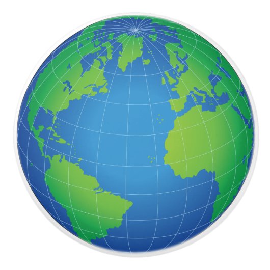 World Wereldbol Map Keramische Knop (Voorkant)