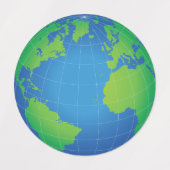 World Wereldbol Map Labels (Design 2)