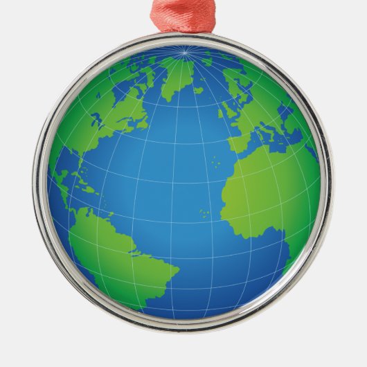 World Wereldbol Map Metalen Ornament (Voorkant)