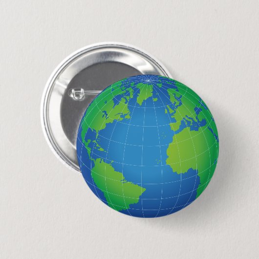 World Wereldbol Map Ronde Button 5,7 Cm (Voorkant /achterkant)