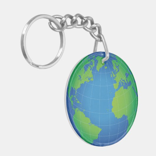 World Wereldbol Map Sleutelhanger (Voorkant Links)