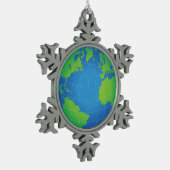 World Wereldbol Map Tin Sneeuwvlok Ornament (Links)