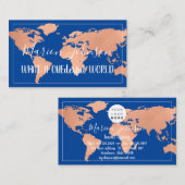World Wereldbol Map Travel Agency Copper Roos Fame Visitekaartje (Voorkant / Achterkant)