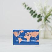 World Wereldbol Map Travel Agency Copper Roos Fame Visitekaartje (Staand voorkant)