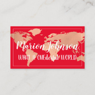 World Wereldbol Map Travel Agency Roos Fame Red Visitekaartje