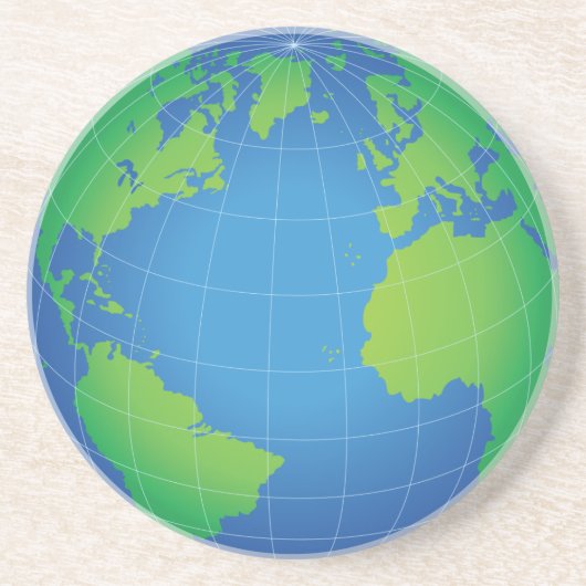 World Wereldbol Map Zandsteen Onderzetter (Voorkant)