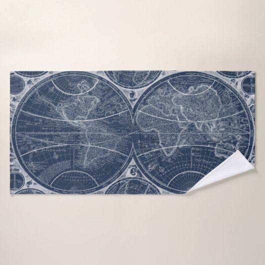 World Wereldbollen Blueprint Badhanddoek (Badhanddoek)