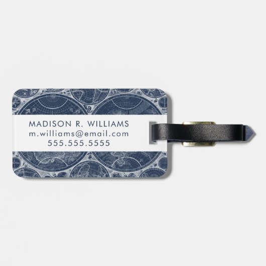 World Wereldbollen Blueprint Bagagelabel (Achterkant horizontaal)