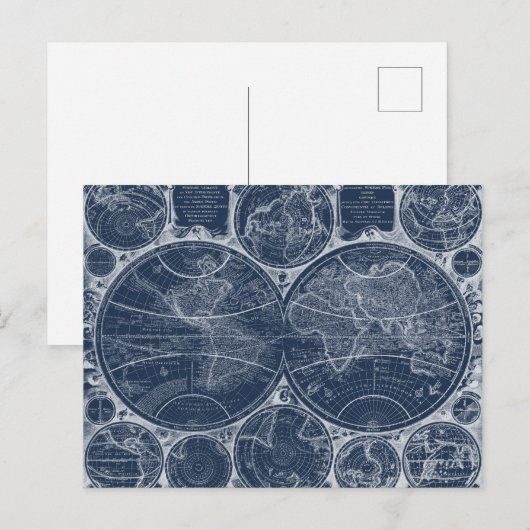 World Wereldbollen Blueprint Briefkaart (Voorkant / Achterkant)