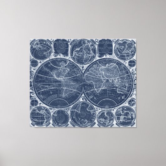 World Wereldbollen Blueprint Canvas Afdruk (Voorkant)