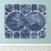 World Wereldbollen Blueprint Canvas Afdruk (Insitu (Houten vloer))