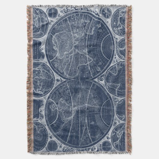 World Wereldbollen Blueprint Deken (Voorkant Verticaal)