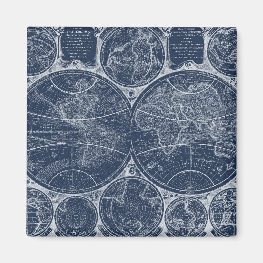 World Wereldbollen Blueprint Magneet (Voorkant)