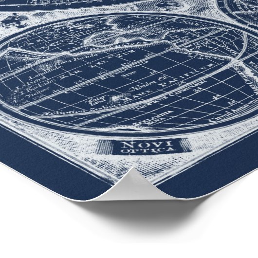 World Wereldbollen Blueprint Poster (Hoek)