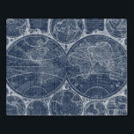 World Wereldbollen Blueprint Puzzel<br><div class="desc">Een blauw antiek plattegrond van de wereld. Artiest: Nikki Galapon | 121886Z</div>