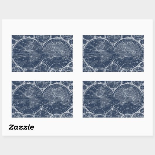 World Wereldbollen Blueprint Rechthoekige Sticker (Vel)