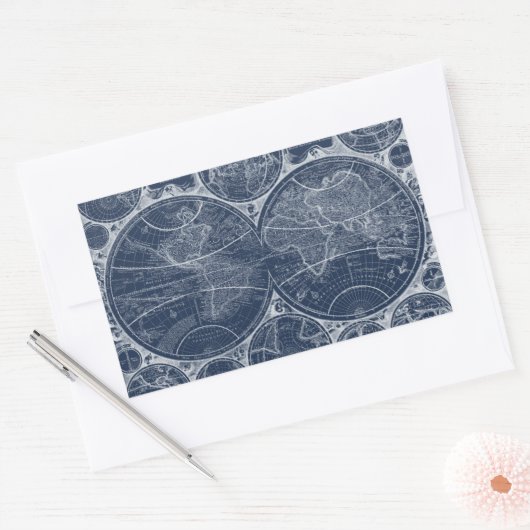 World Wereldbollen Blueprint Rechthoekige Sticker (Envelop)