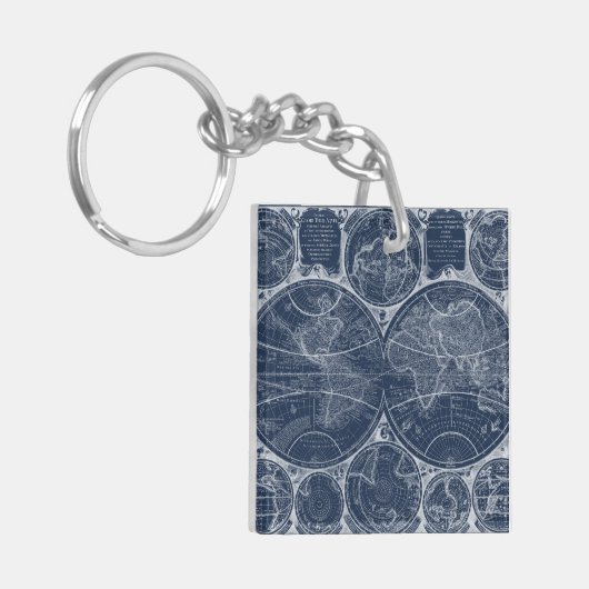 World Wereldbollen Blueprint Sleutelhanger (Voorkant Links)