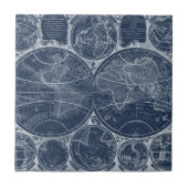 World Wereldbollen Blueprint Tegeltje (Voorkant)