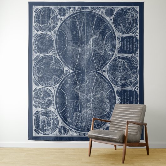 World Wereldbollen Blueprint Wandkleed (In situ)